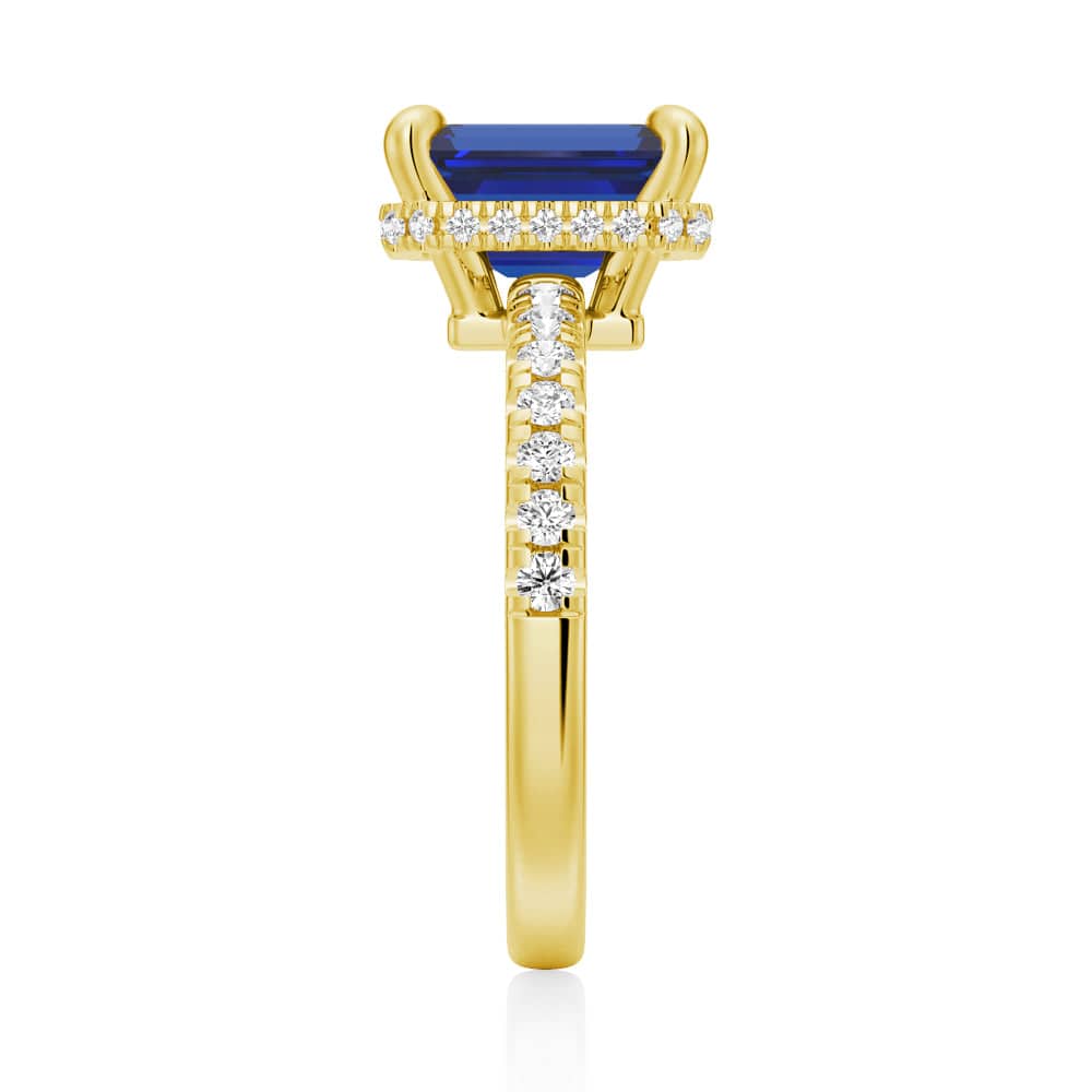 Exquisite Emerald Cut Blue Sapphire & White Sapphire Ring for Women – Elegant Wedding, Engagement, Anniversary Gift – Perfect for Special Occasions