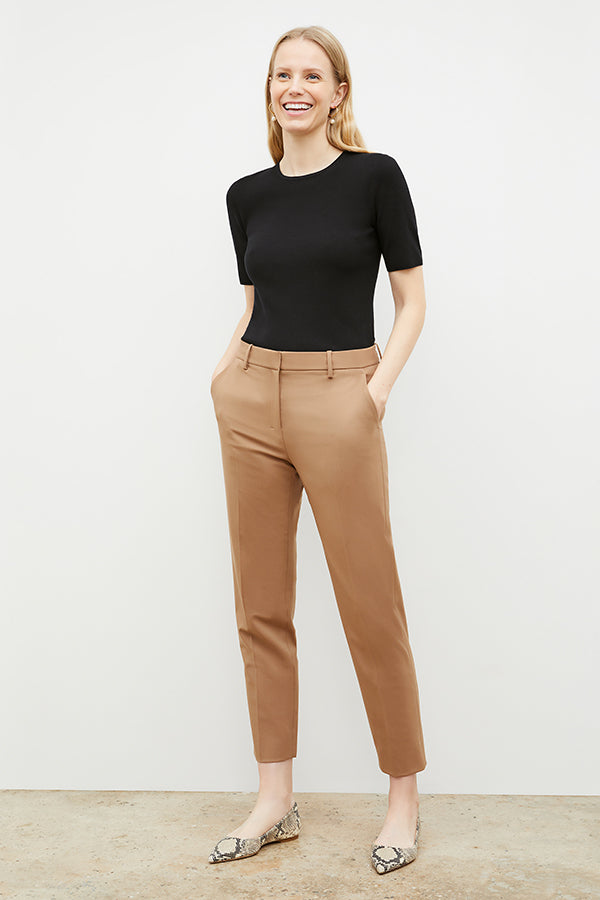 Smith Straight Trouser Washable Wool Twill Pants for Men - Comfortable Office & Business Casual Wear in Camel Color