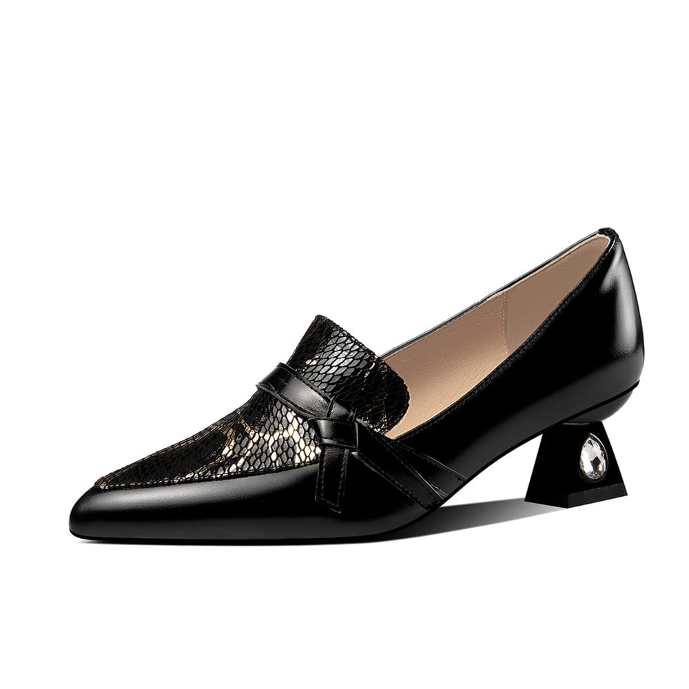 TinaCus Women's Genuine Leather Pointed Toe Pumps - Handmade Low Chunky Heel Dress Shoes for Office, Party & Wedding | Comfortable & Stylish Women's Fashion