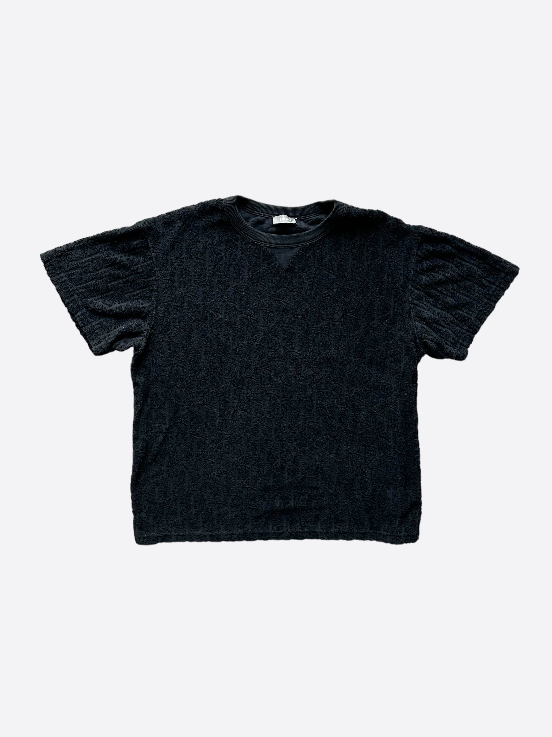 Dior Black Oblique Towel T-Shirt for Men - Luxury Cotton Short Sleeve Tee - Perfect for Casual Wear, Street Style & Summer Outfits
