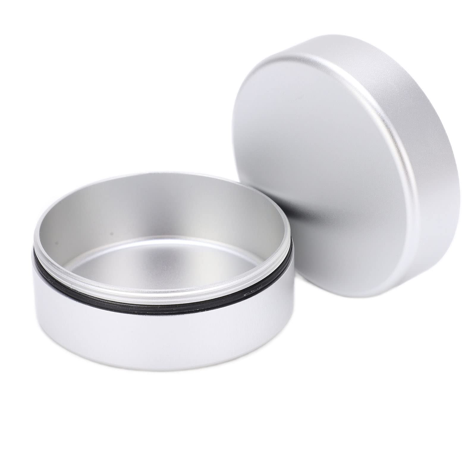 Folany EDC Candle Tin - Portable Round Metal Storage Container with Washer, Lightweight & Durable for Camping, Hiking, Survival Kits (Silver)