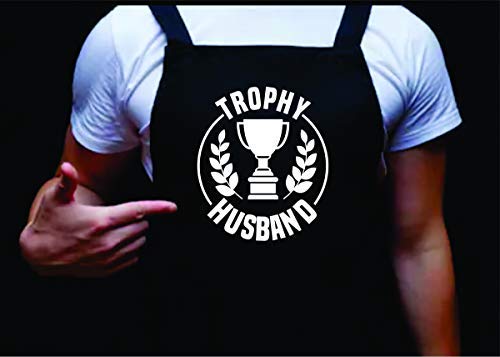 Funny BBQ Apron for Men - Dabbledown Trophy Husband Grilling Apron, Manly Cooking Apron for Gifts - Perfect for Backyard BBQ, Father's Day & Grill Master Gifts