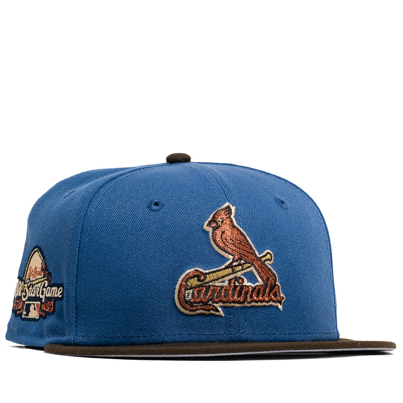 New Era x Politics St. Louis Cardinals 59FIFTY Fitted Hat - Indigo/Brown - Official MLB Baseball Cap for Men - Perfect for Games, Streetwear & Fan Collections