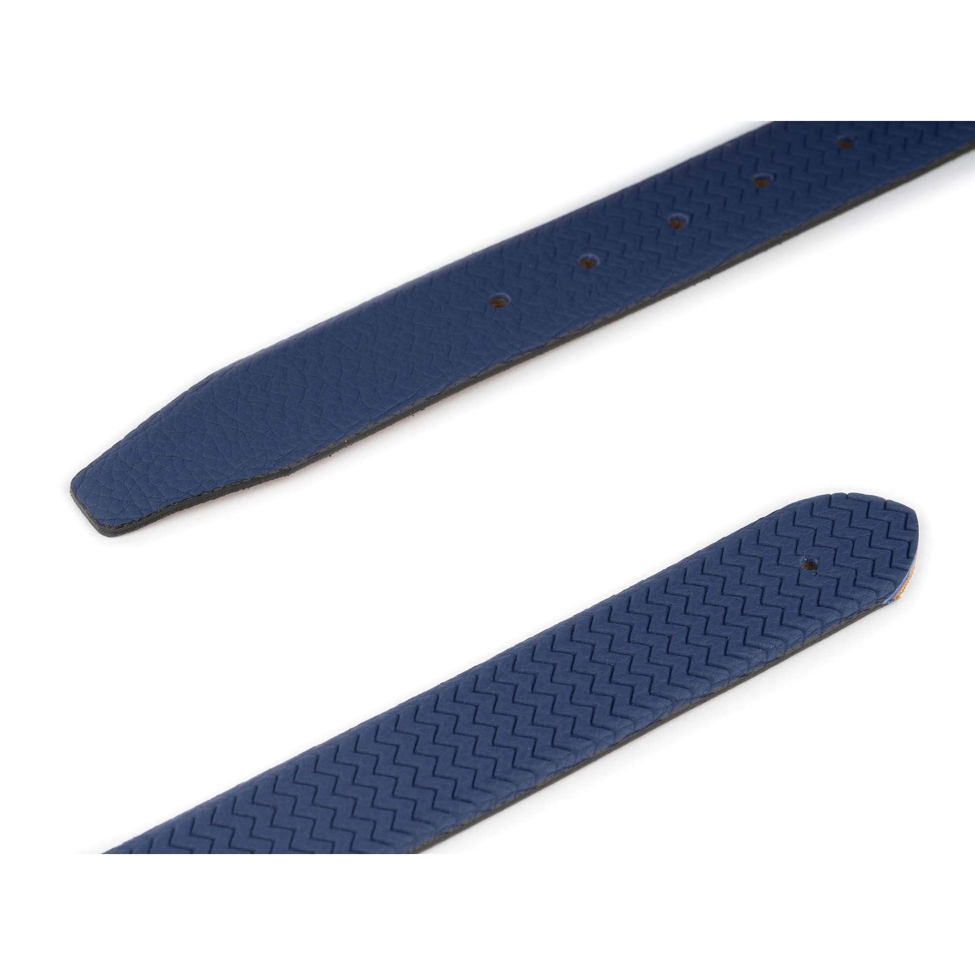 Ferragamo Blue Leather Belt Strap with Wave Texture - Genuine Calfskin Replacement Band for Dress Pants & Formal Attire