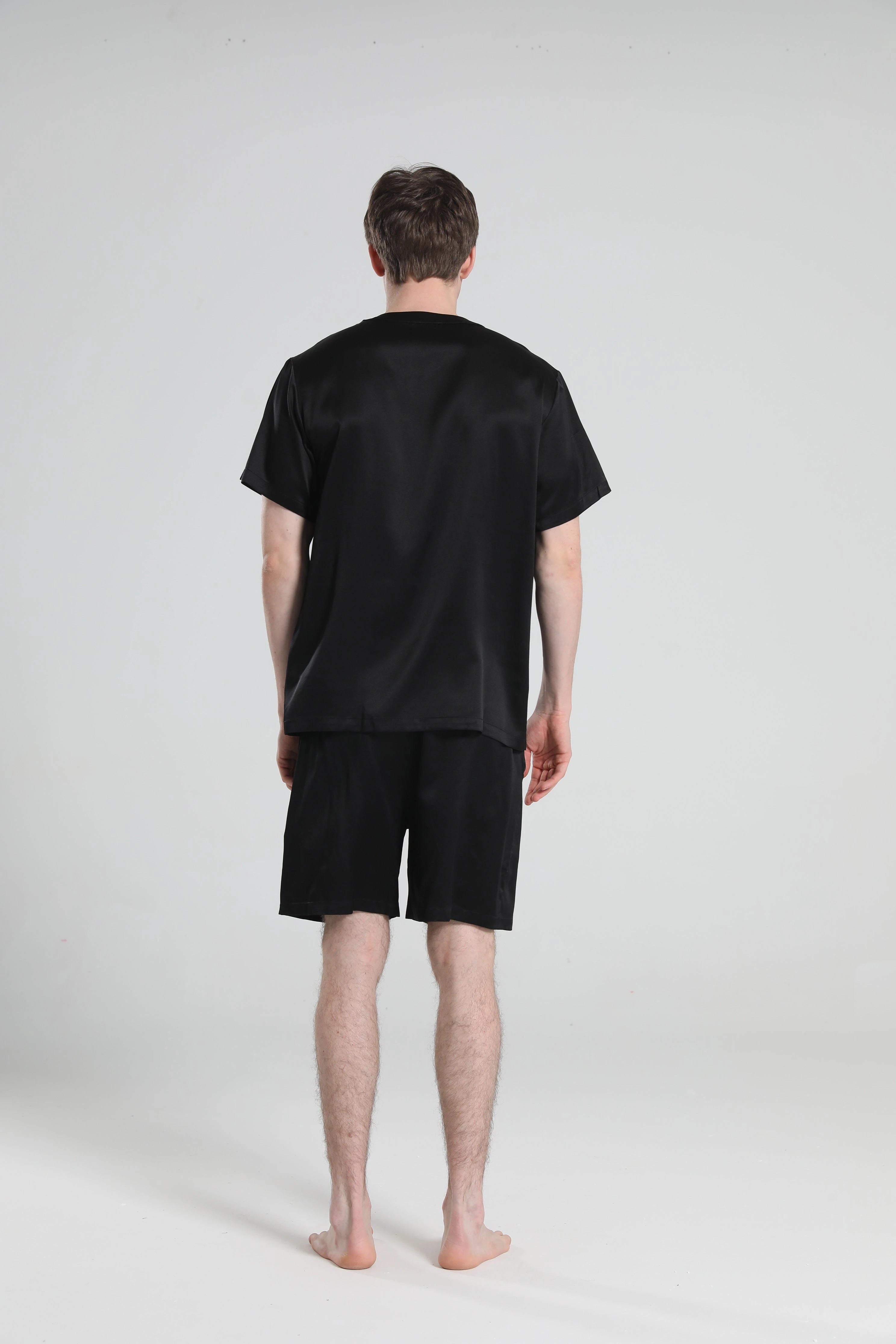 Men's Comfortable Crew Neck Short Sleeve Pajama Set - Soft Cotton Sleepwear for Lounge & Nighttime Relaxation at Home