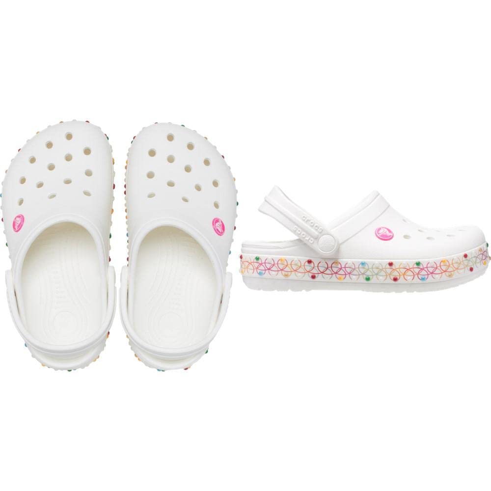 Crocs Unisex-Child Crocband Rainbow Band Clog | Kids' Comfortable Water Shoes for Beach, Pool & Outdoor Play | Lightweight & Durable Sandals