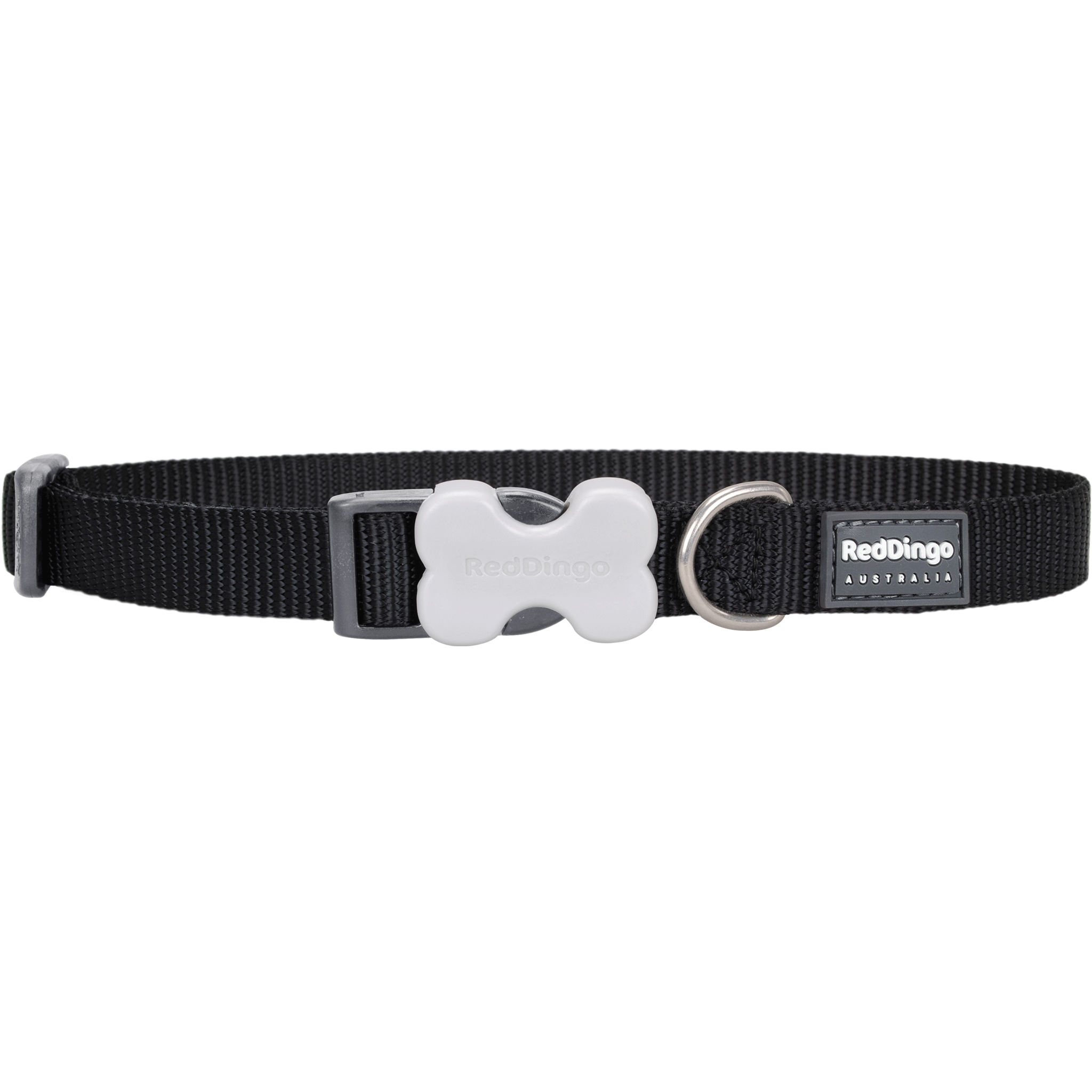 Red Dingo Black Bucklebone Classic Dog Collar - Adjustable Nylon Pet Collar with D-Ring for Leash | Durable & Comfortable for Small Medium Large Dogs | Perfect for Walking, Training & Outdoor Adventures