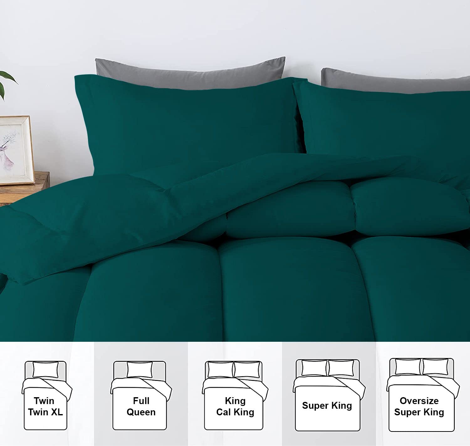 5-Piece Straight Line Pattern Comforter Set - 450 GSM All-Season 1000 Thread Count 100% Egyptian Cotton - Full/Queen Size Teal Blue - Luxury Bedding for Master Bedroom, Guest Room & Dorm