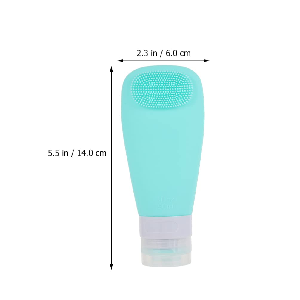 FOMIYES 4-Pack Silicone Travel Bottles with Brush - Leak Proof Refillable Toiletry Containers for Shampoo, Lotion & Cosmetics | Perfect for Air Travel, Gym & Vacation Essentials