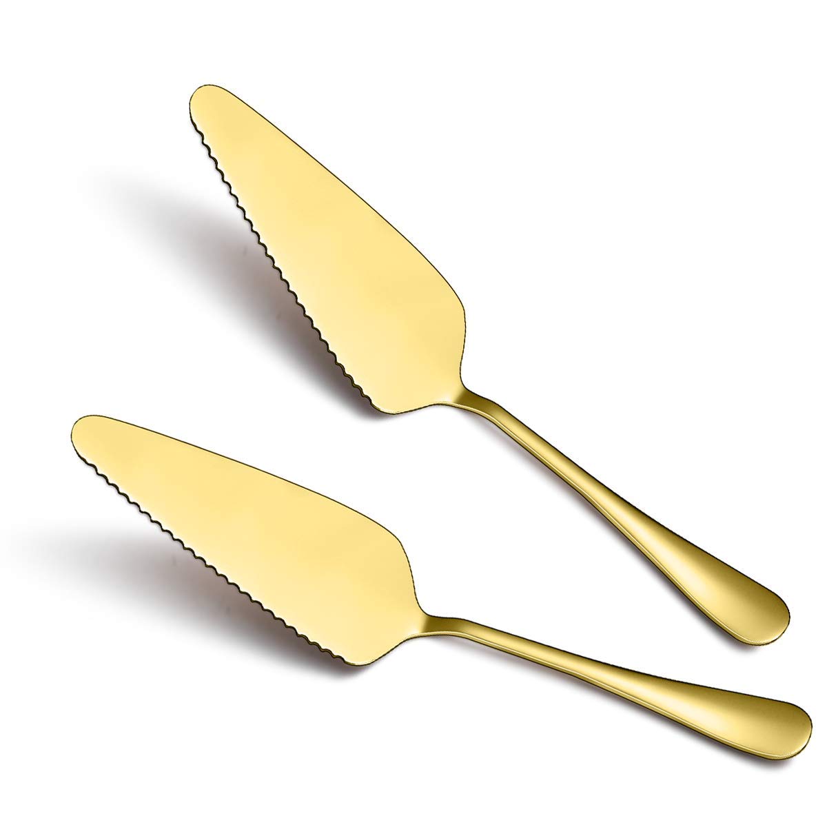 Kyraton 2-Piece Gold Cake Pie Pastry Server Set - Stainless Steel Wedding Cake Knife & Server for Birthday, Anniversary & Special Events - Elegant Golden Cake Cutter for Professional Baking & Dessert Serving