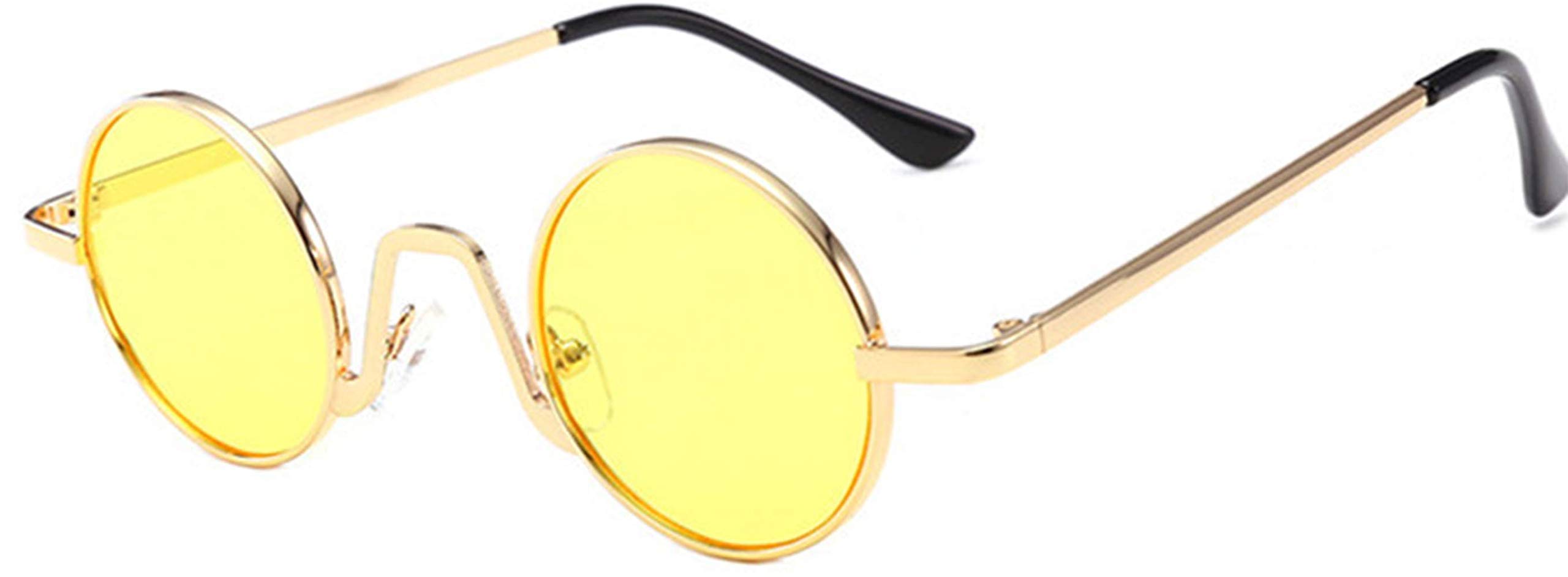 J&L Steampunk Sunglasses - Round Metal Frame Glasses for Fashion & Cosplay
