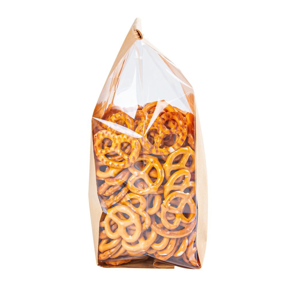 Premium Kraft Paper Bakery Bags with Window & Tin Tie Closure - 4.75