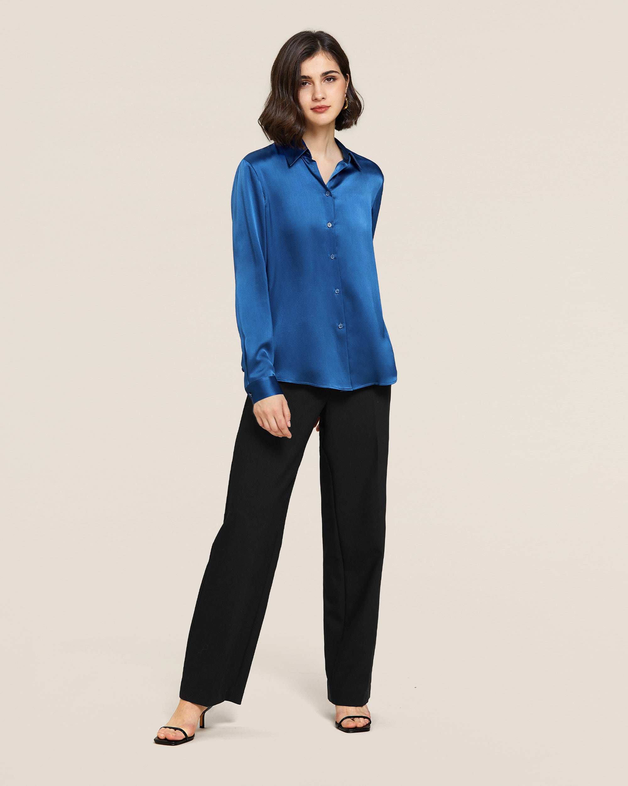 22MM Basic Versatile Silk Shirt for Women - Soft & Breathable Blouse for Office, Party & Casual Wear