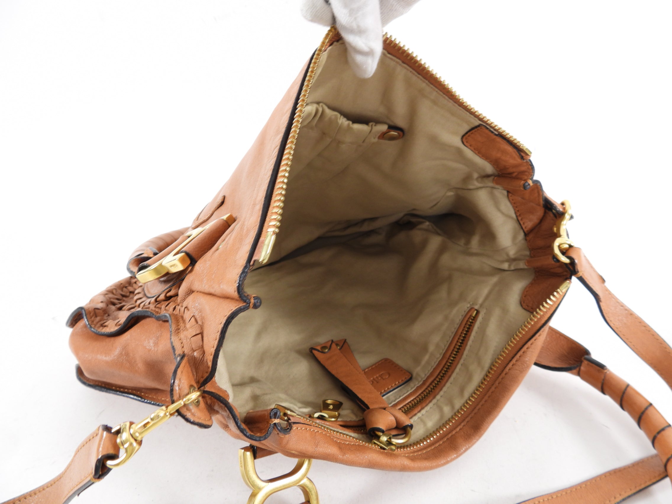 Chloe Tan Leather Large Marcie Two-Way Shoulder Bag - Luxury Designer Handbag for Women | Perfect for Work, Travel & Everyday Use