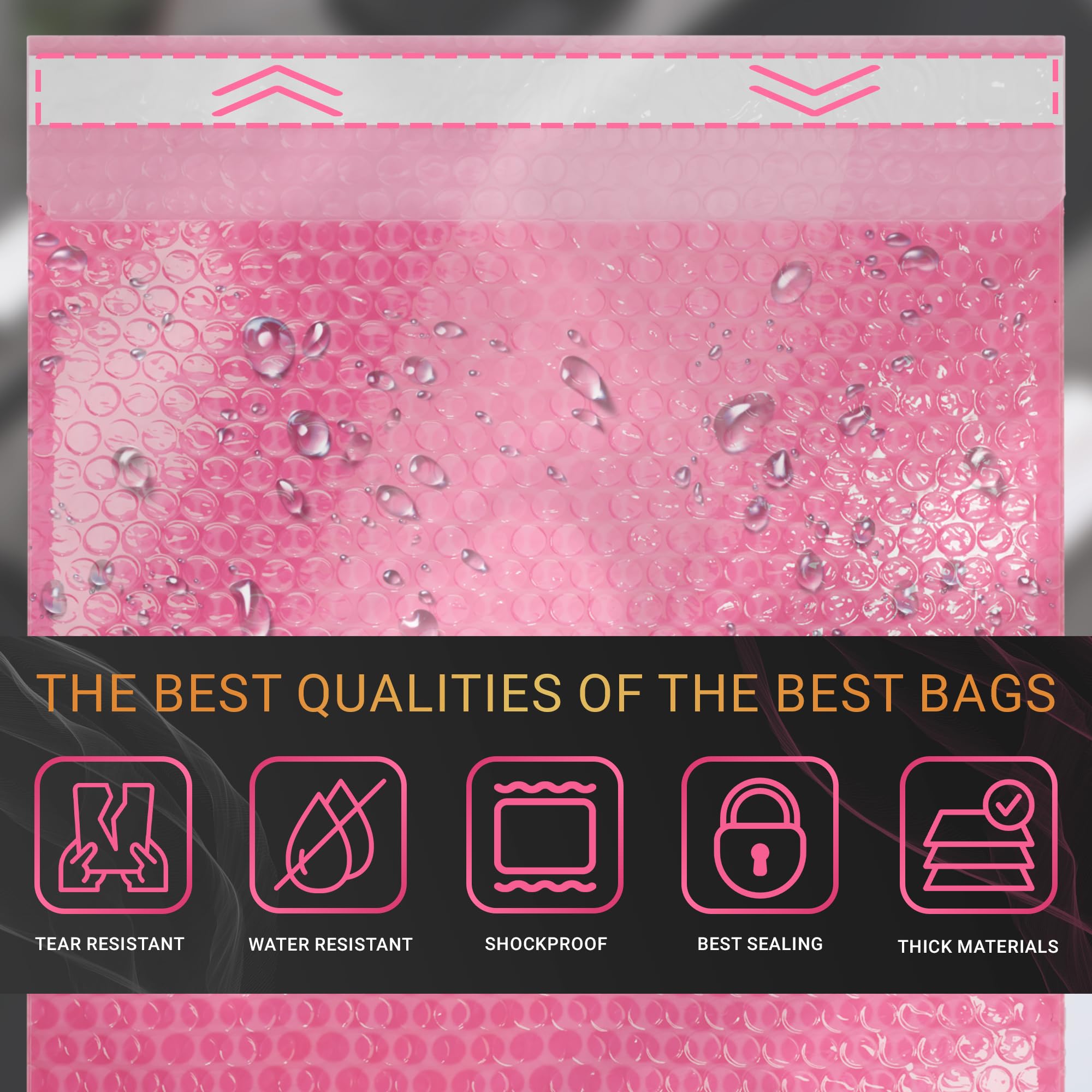 APQ Anti Static Bubble Mailers 12 x 23.5 Inch - 60 Pack Self Sealing Bubble Envelopes for Shipping | Waterproof PE Pink Padded Pouches | Protective Packaging for Jewelry, Makeup, Electronics & Fragile Items | Ideal for Ecommerce, Online Sellers & Small Business Shipping