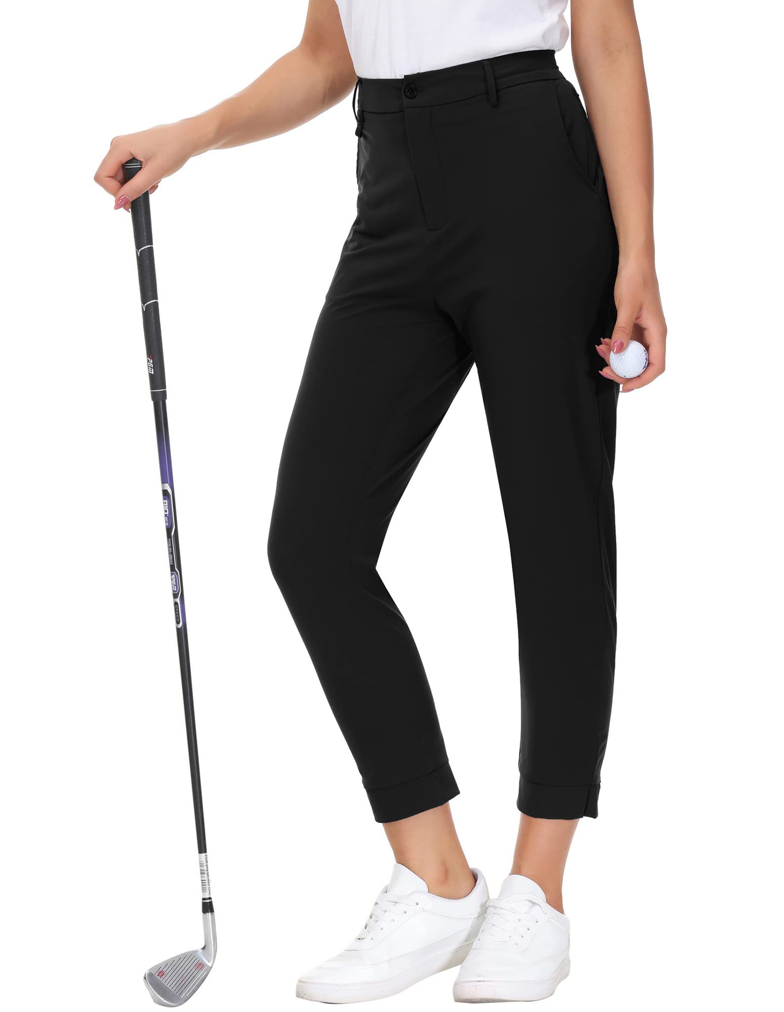 **JACK SMITH Women's Stretch Lightweight Golf Pants - High-Performance Work Pants with Zipper & 6 Pockets - Perfect for Golf, Office & Outdoor Activities**