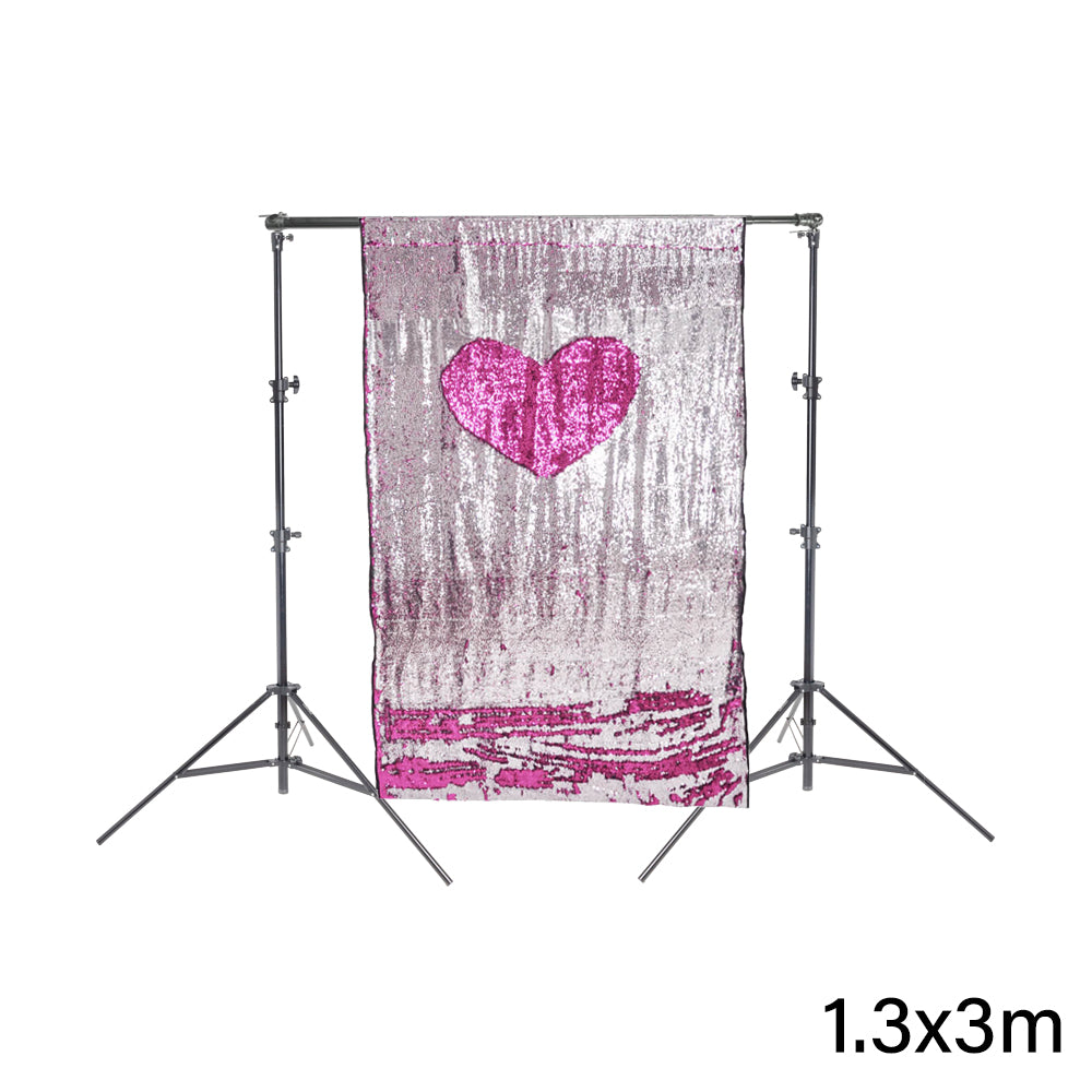 Rosy Pink & Silver Blue Sequin Wedding Photo Backdrop with Stand - Elegant Party Decor for Bridal Showers, Receptions & Anniversary Celebrations