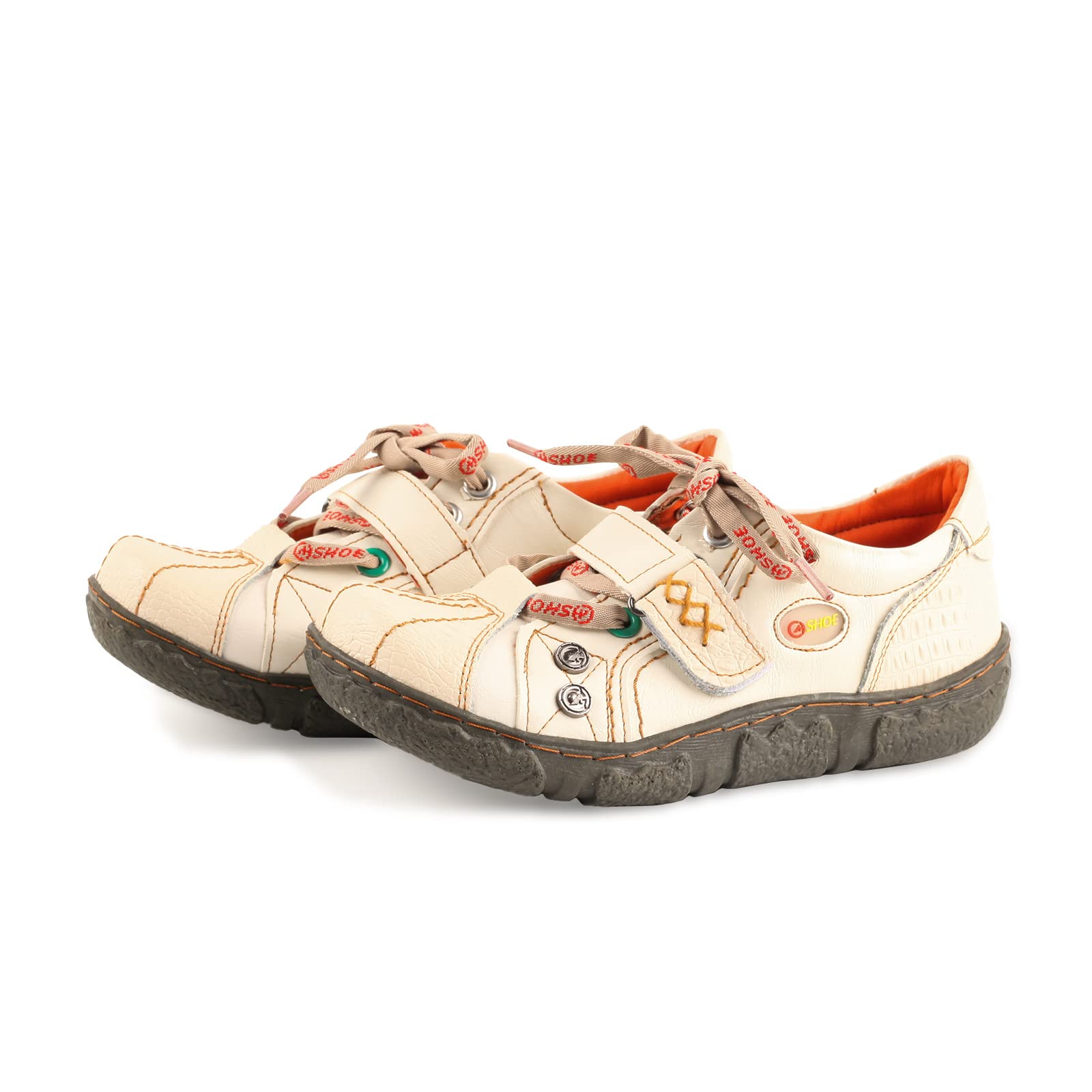 Washed PU Leather Flat Shoes for Women with Hook and Loop Strap - Comfortable & Stylish for Casual Wear, Work, and Everyday Use