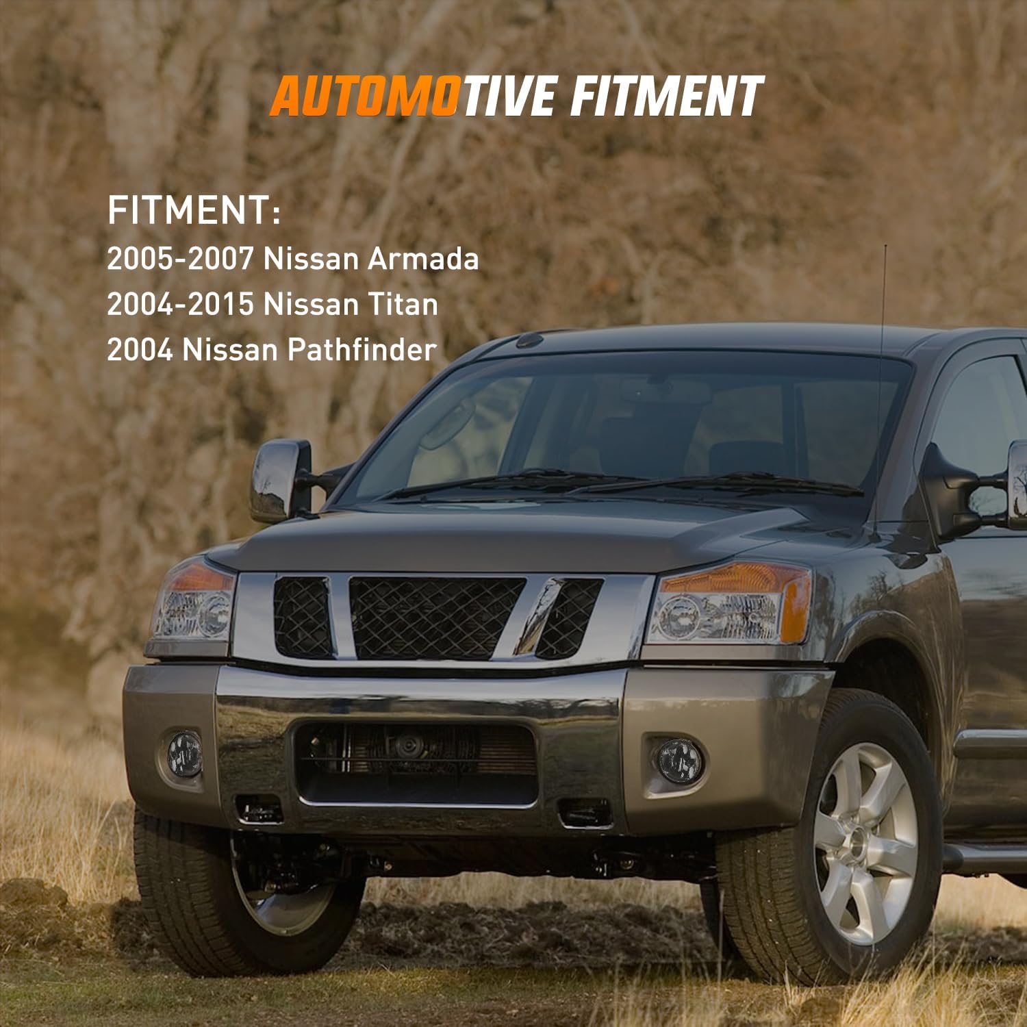 2004-2015 Nissan Armada & Titan Fog Light Assembly with Smoke Lens & 880 Bulbs - Durable Replacement for Improved Visibility in Rain & Fog Driving Conditions