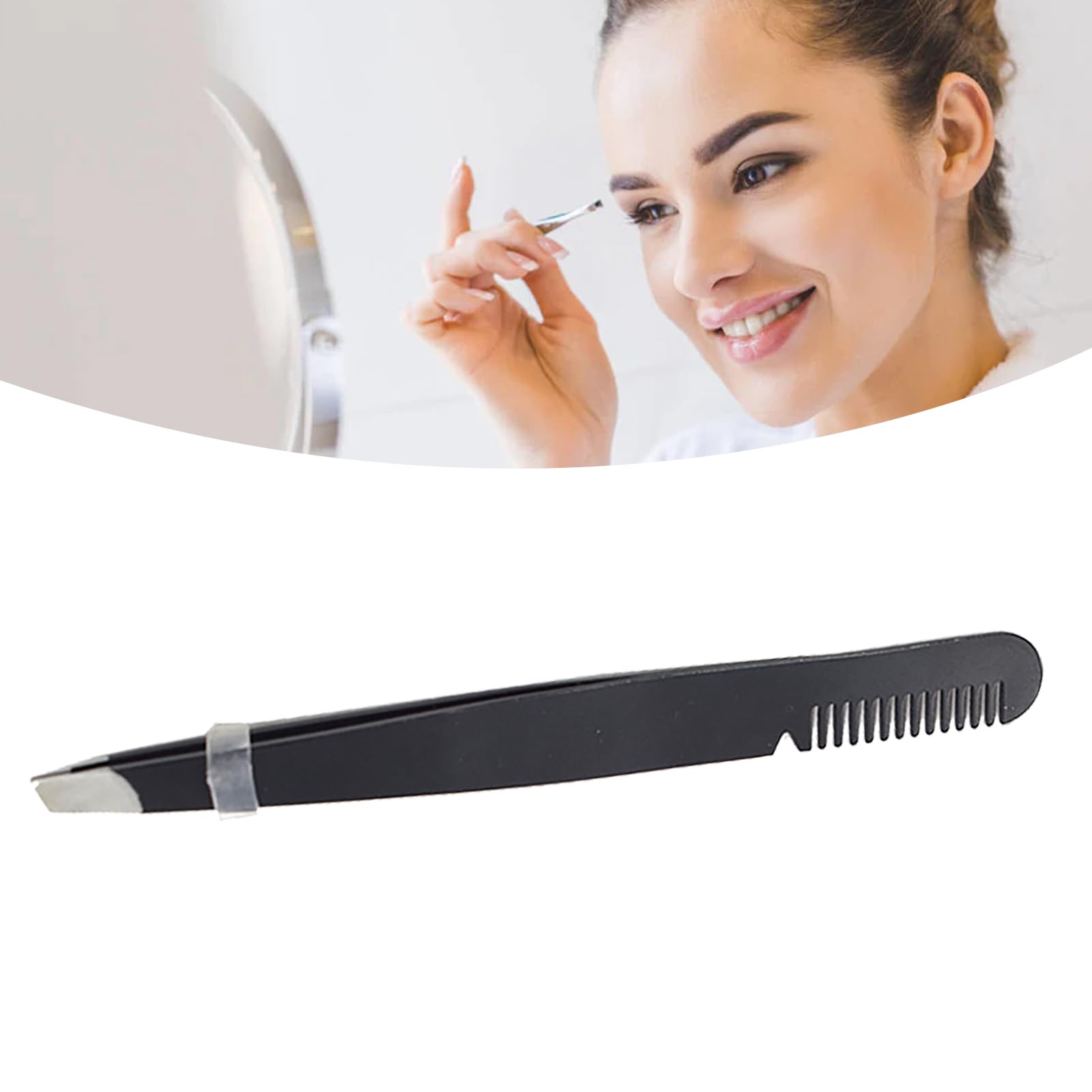 Professional Stainless Steel Eyebrow Tweezers with Comb - Double Ended Design for Precise Hair Removal, Lightweight & Compact - Perfect for Home, Travel & Salon Use