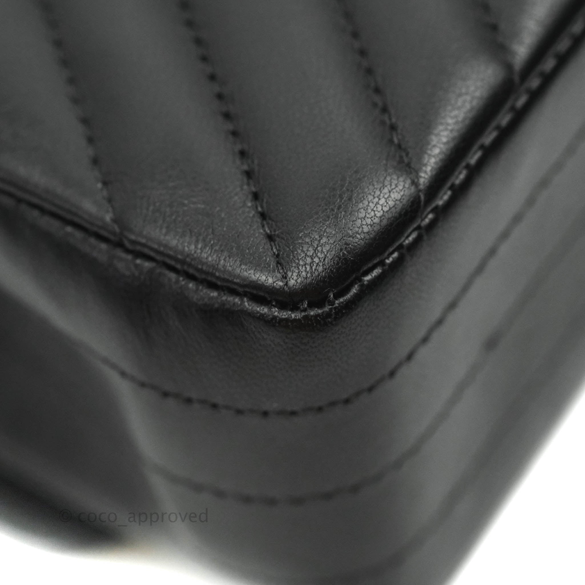 Chanel Classic M/L Medium Chevron Double Flap Bag - Black Lambskin Leather with Silver Hardware | Luxury Designer Handbag for Women, Perfect for Parties, Work & Everyday Use
