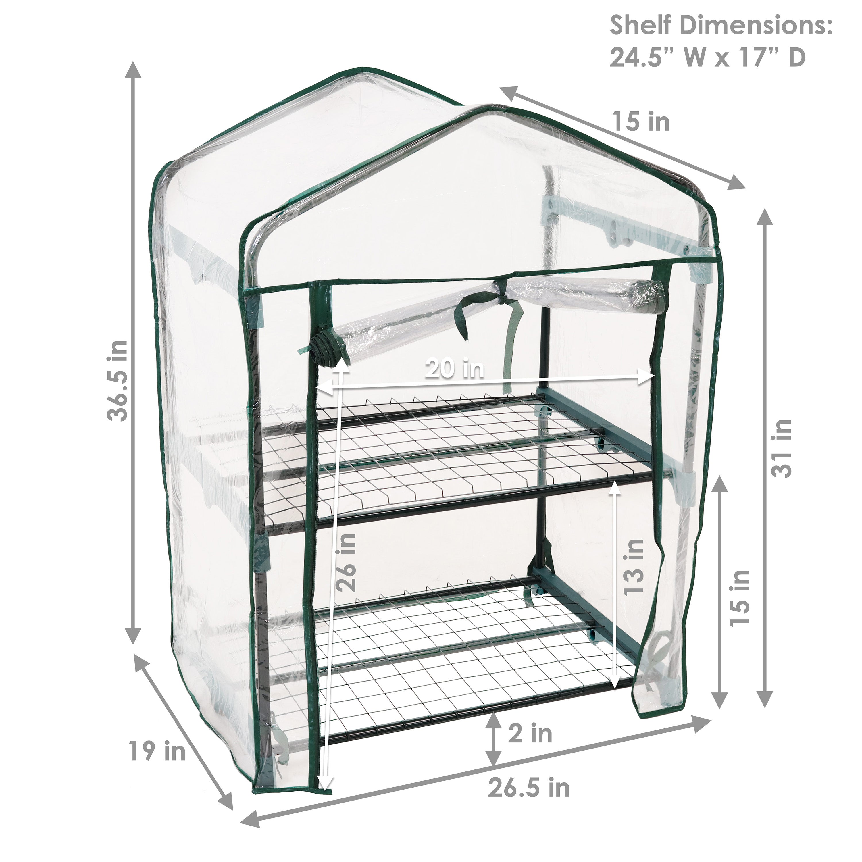 Sunnydaze Portable 2-Tier Mini Greenhouse for Outdoors - Clear Cover for Plants, Herbs & Seedlings | Perfect for Patio, Garden & Balcony Use