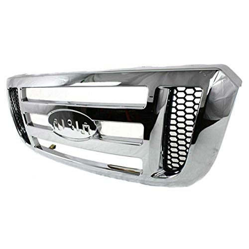 2006-2011 Ford Ranger XLT Pickup Truck Front Grille Assembly - Chrome Finish Replacement for 2WD/4WD Models | Off-Road & Custom Truck Upgrade