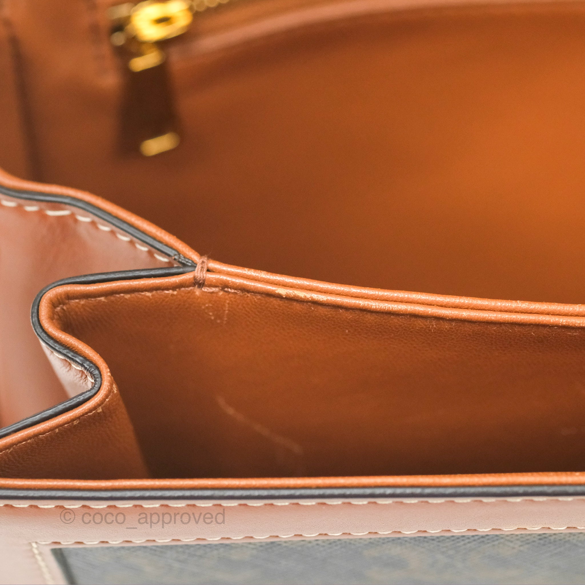 Celine Medium Triomphe Bag in Triomphe Canvas & Tan Calfskin Leather - Luxury Crossbody Purse for Women, Perfect for Work, Travel & Evening Events