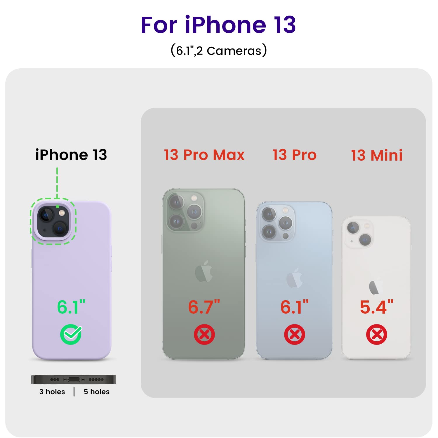 OTOFLY Shockproof Slim Silicone Case for iPhone 13 (6.1 Inch) - Premium Protective Cover in Cloud Mauve | Perfect for Everyday Use, Work & Outdoor Activities