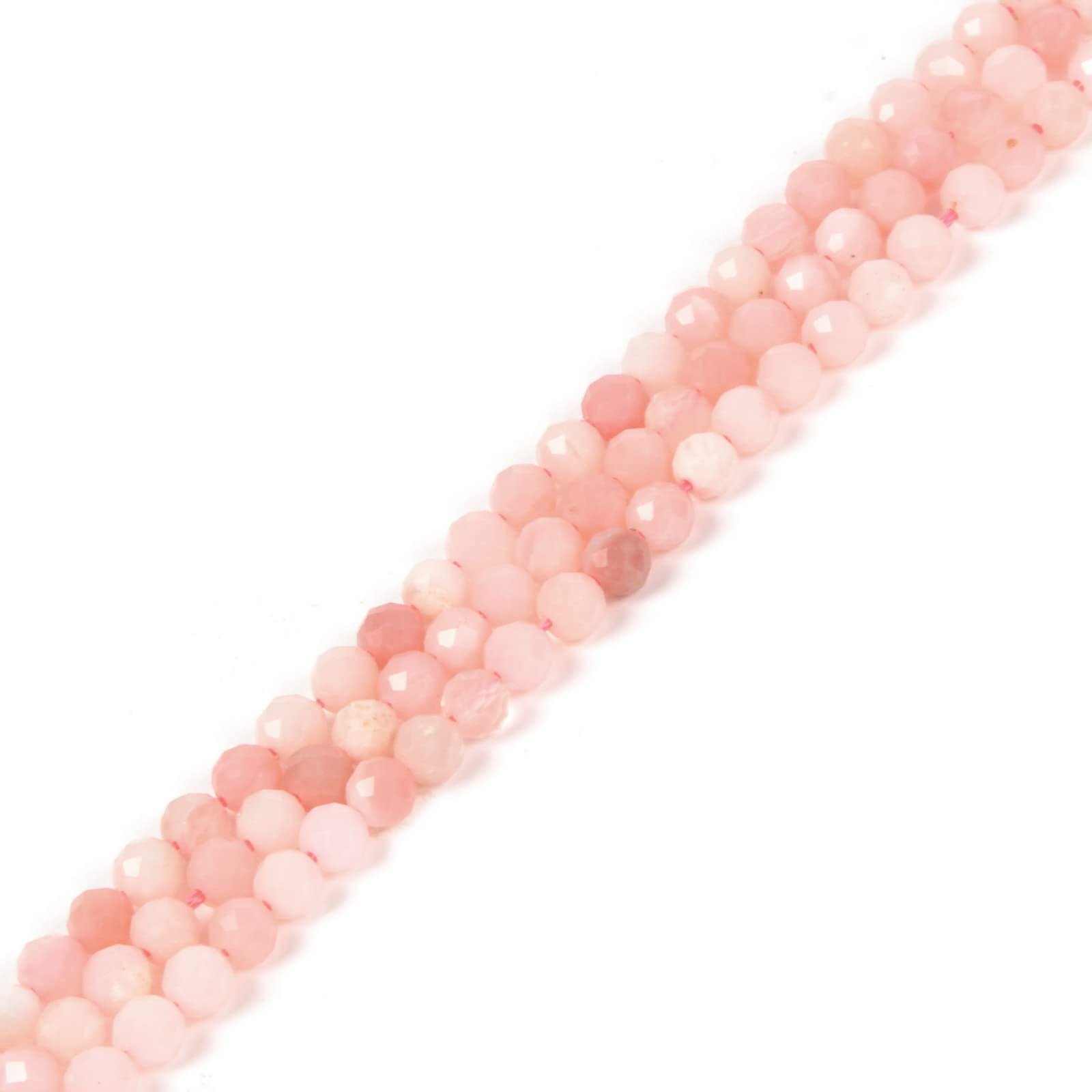 Natural Peruvian Pink Opal 4mm Faceted Round Loose Beads - 16 Inch Strand for DIY Jewelry Making, Bracelets & Necklaces - Healing Crystal Beads for Meditation & Spiritual Gifts