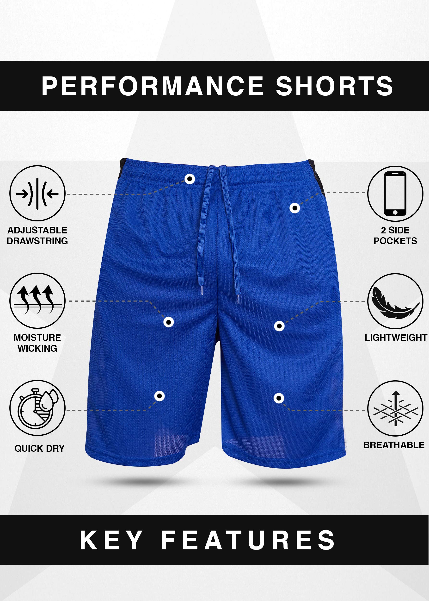 **Men's Basketball Shorts with Pockets - 4 Pack Active Athletic Performance Gym Workout Shorts for Running, Training & Casual Wear**