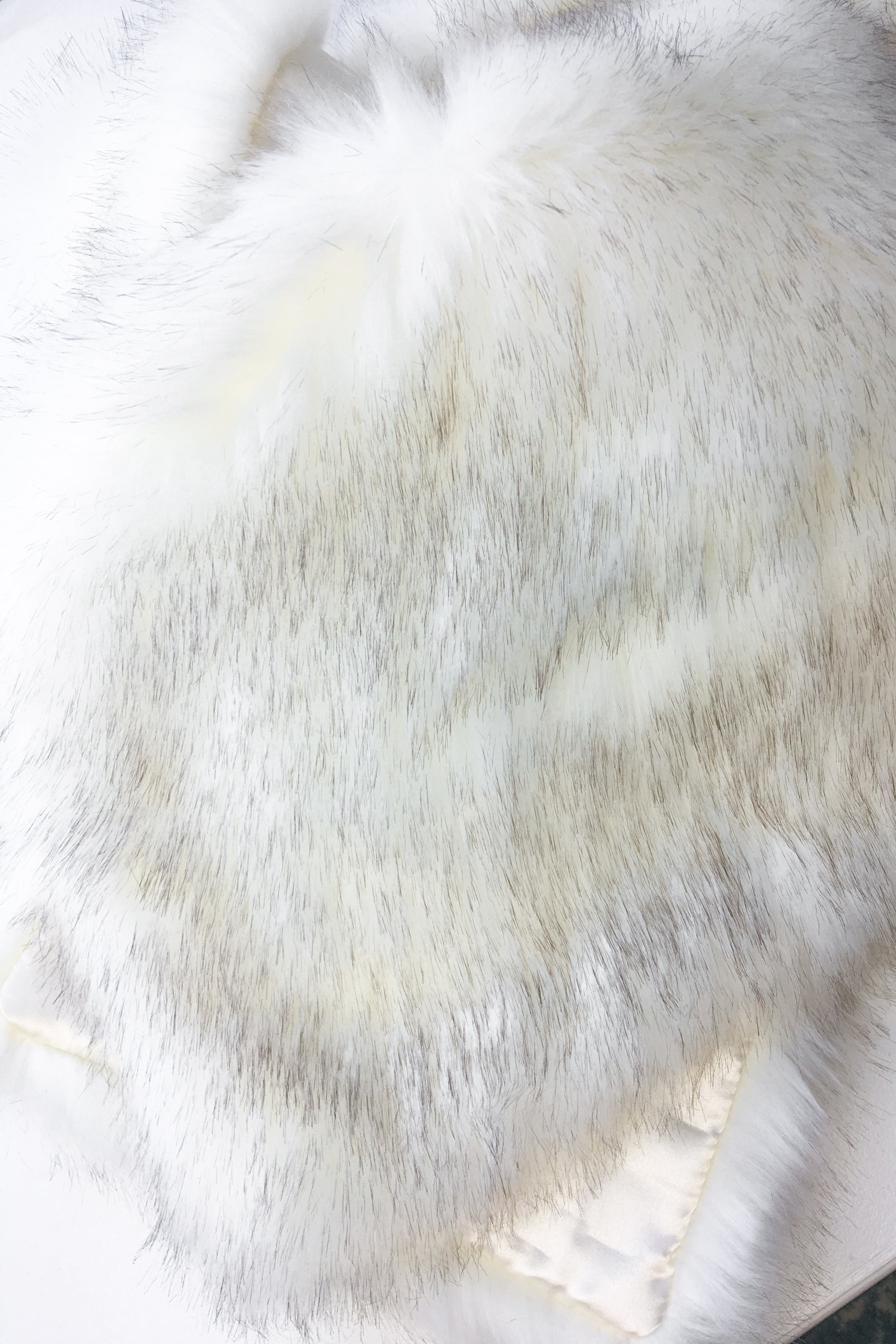 Ivory and Black Fur Coat (Lilian Wht03) - Elegant Winter Outerwear for Women, Perfect for Parties and Formal Events