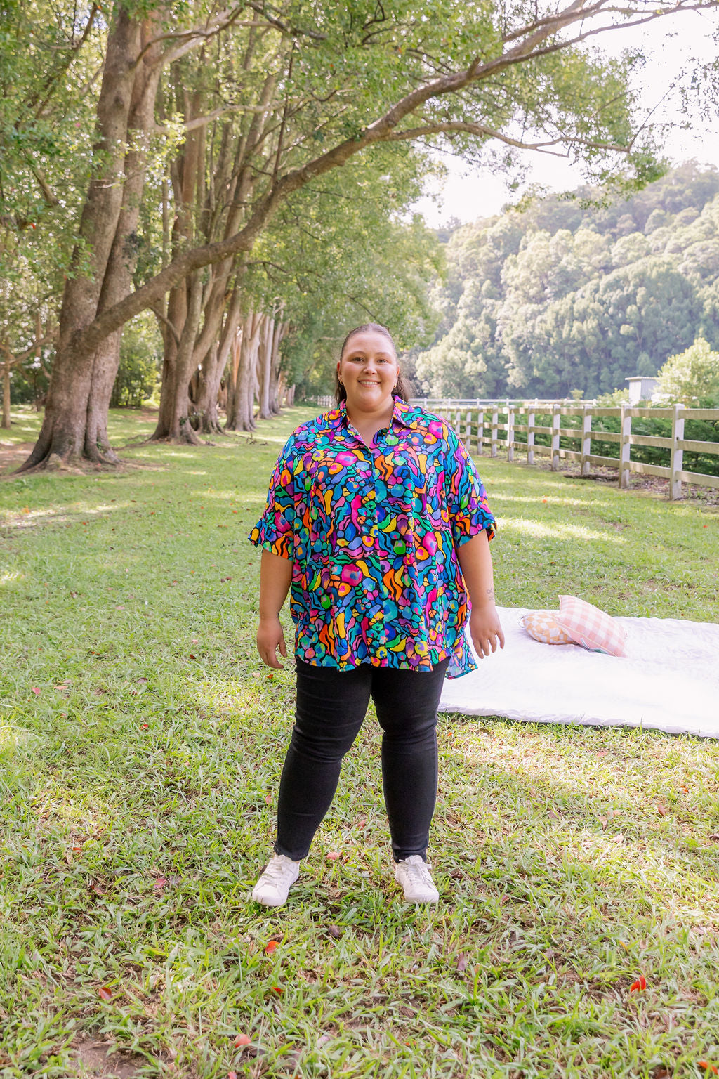 Kasey Rainbow Tammin Shirt - Stylish African Print Women's Top for Casual Wear & Summer Outfits