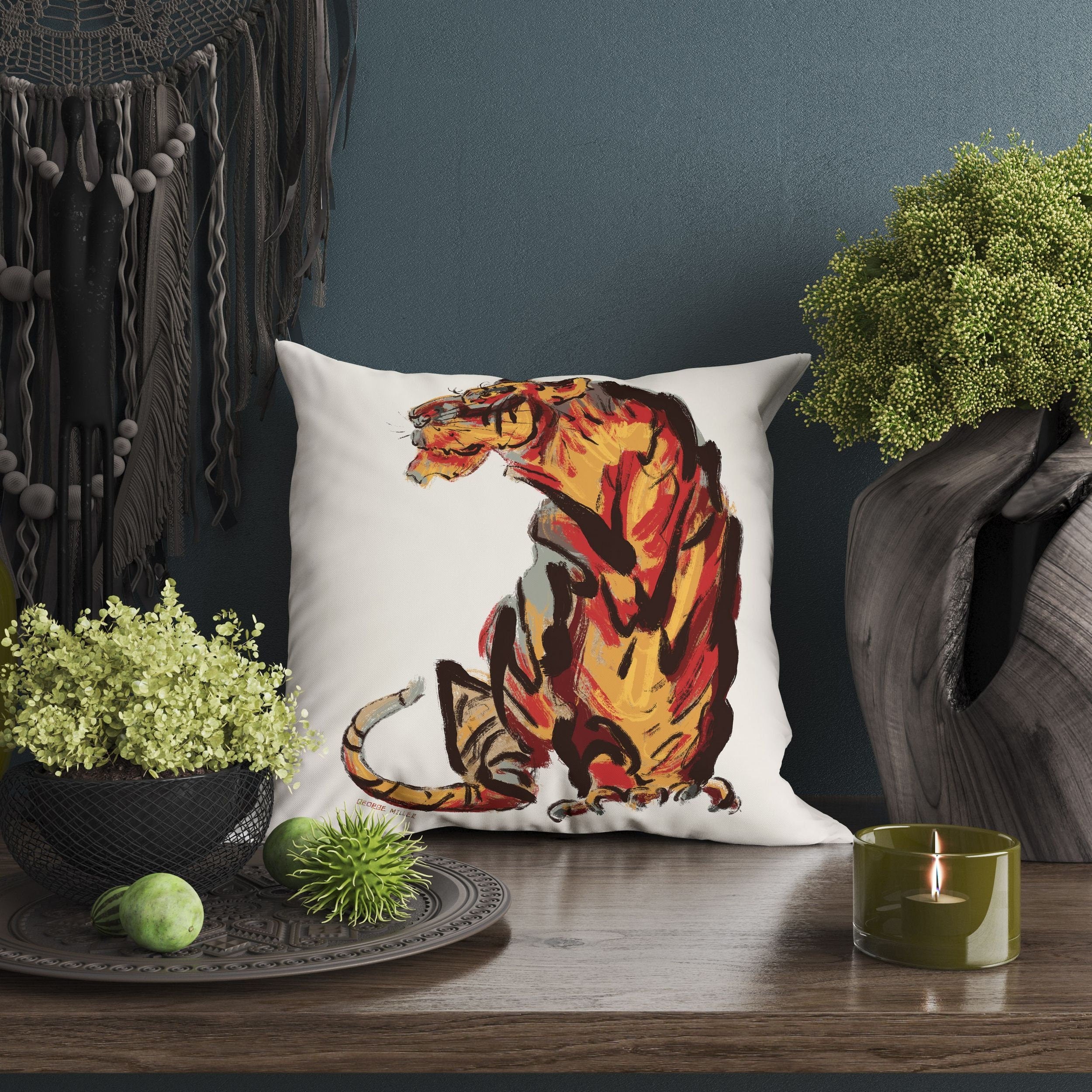 Black and White Tiger Throw Pillow - Large Animal Print Decorative Pillow Case for Sofa, Bed, Living Room - Unique Housewarming Gift for Home Decor