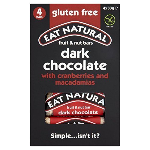 Organic Gluten-Free Cranberry Macadamia Dark Chocolate Bars - Healthy Snack, 4 Pack (33g Each) - Perfect for Hiking, Office & Vegan Diets