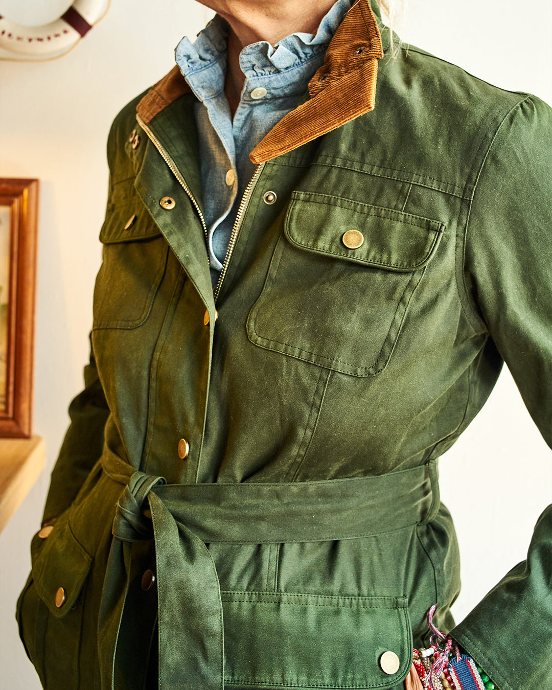 Women's Aberdeen Jacket - Olive Waxed Canvas Waterproof Windproof Outdoor Coat for Hiking, Camping & Fall Fashion