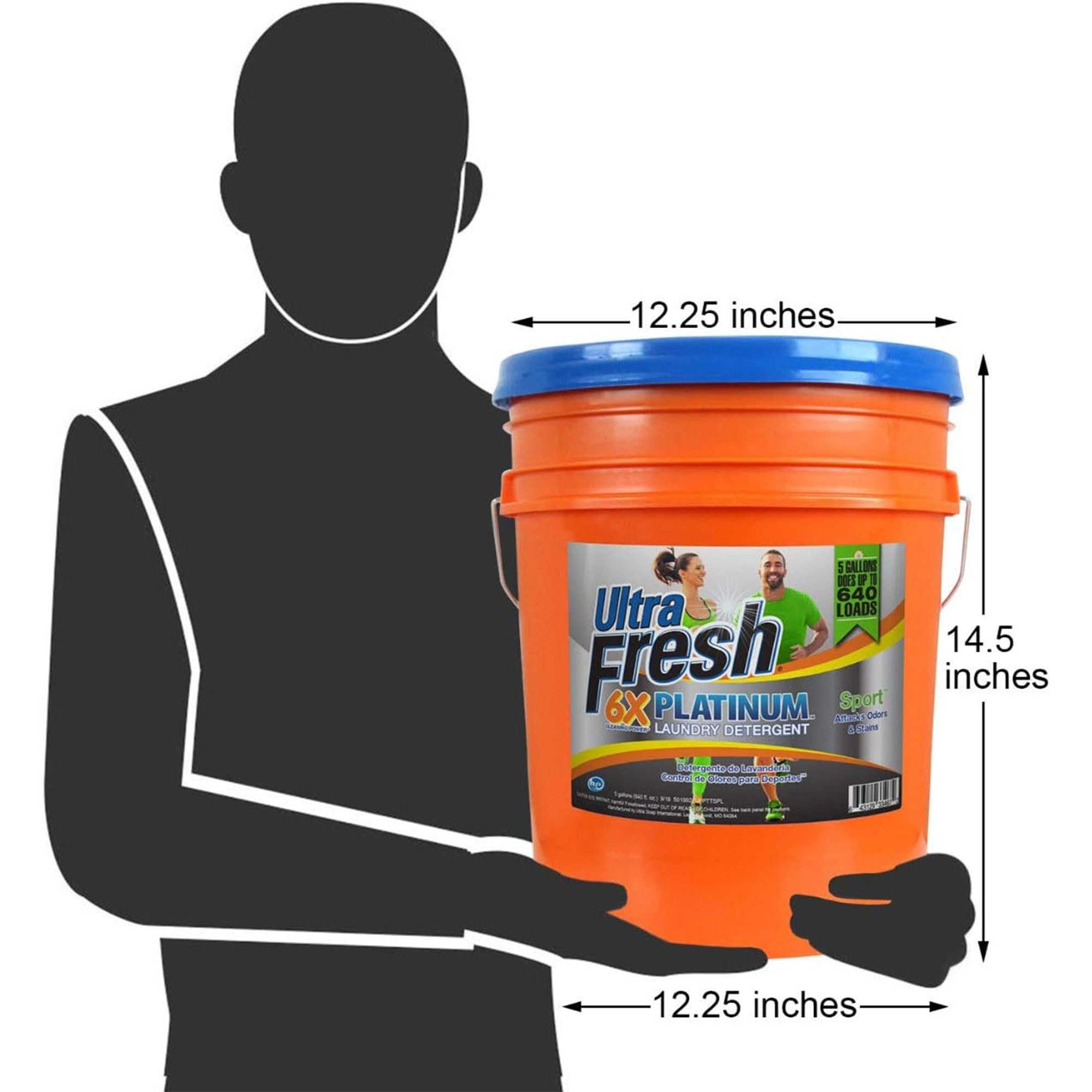 Platinum Sport 5 Gallon 6x Concentrated Laundry Detergent - Works in All Washing Machines (HE, Top Load, Front Load) - 640 Loads per Jug with Convenient Pump (4 Pack) - Perfect for Large Families, Gyms, and Sports Teams