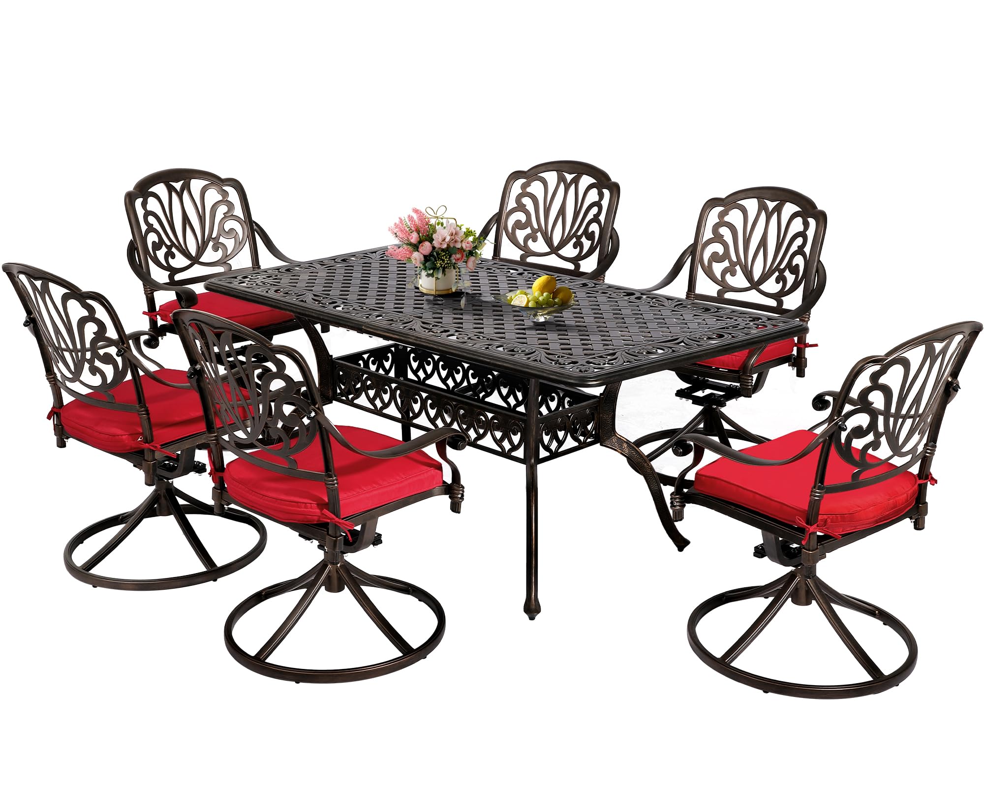 TITIMO 60 Inch Outdoor Patio Bistro Dining Square Table - Weather Resistant Cast Aluminum Conversation Table with 2 Inch Umbrella Hole - Perfect for Backyard, Garden, Poolside & Restaurant Outdoor Seating (60
