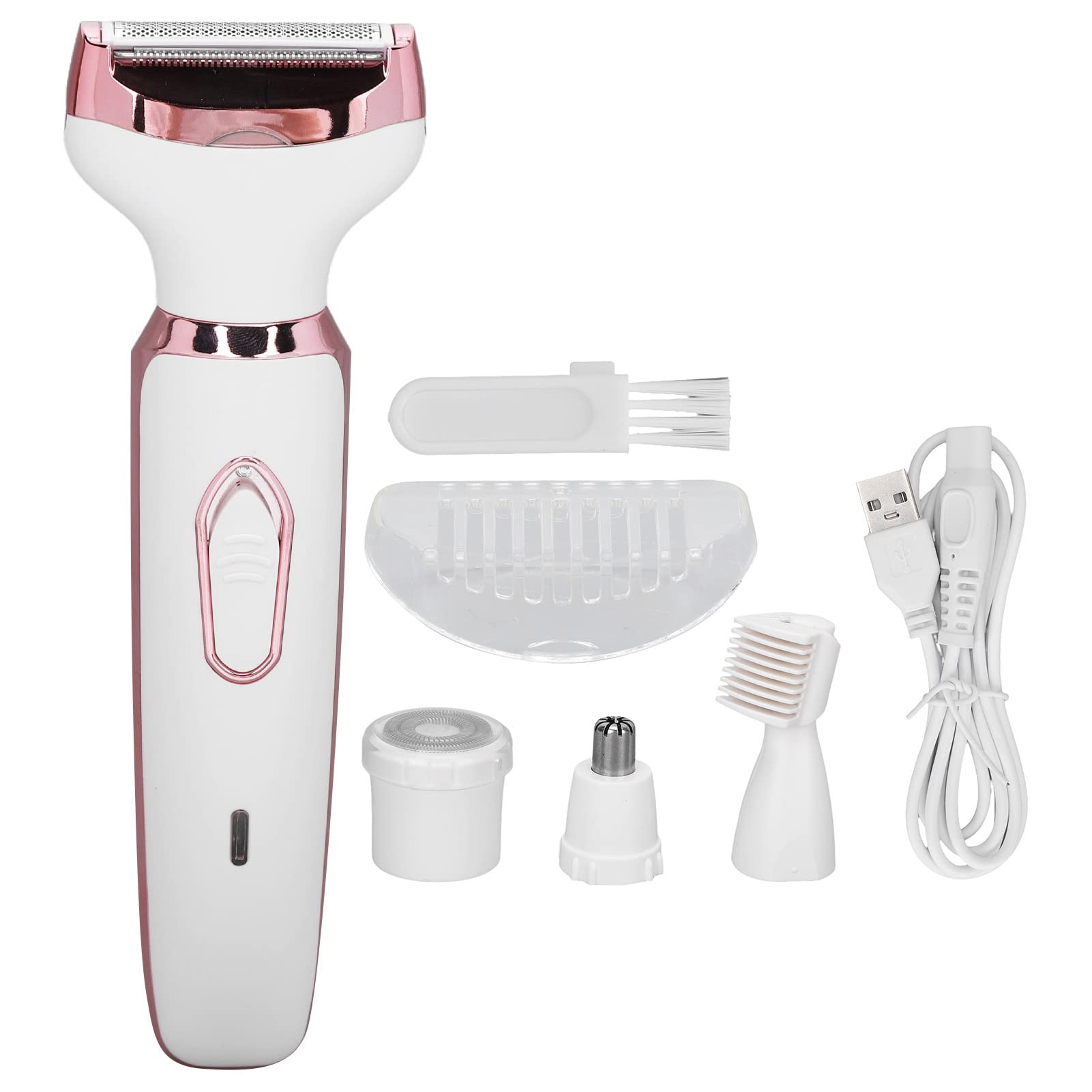 Electric Lady Shaver & Bikini Trimmer for Women - 4-in-1 Rechargeable Eyebrow & Facial Hair Remover with Stainless Steel Blades - Wet & Dry Shaving for Smooth Skin - Perfect for Travel, Gym & Everyday Grooming