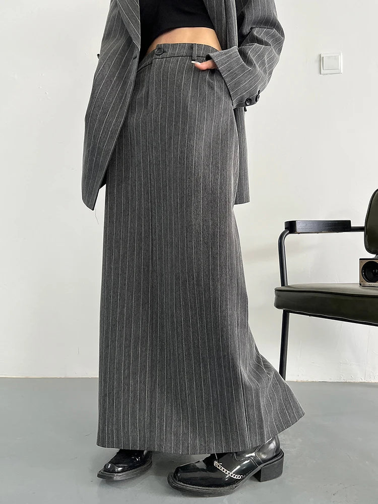Elegant High Waist A-Line Skirt for Women - Striped & Solid Minimalist Skirt | Fashionable Office Wear & Casual Outfit