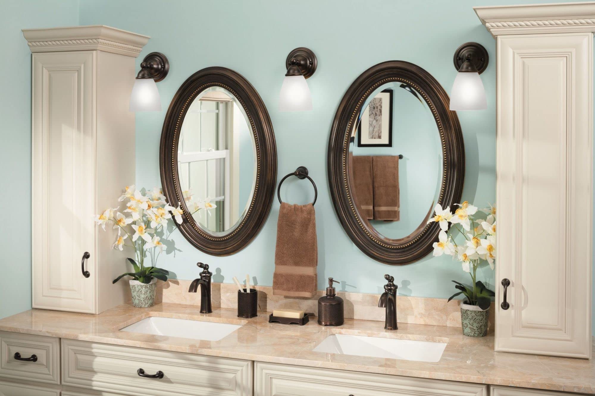 Moen Brantford Oil-Rubbed Bronze Single Handle Traditional Low-Arc Bathroom Sink Faucet with Deck Plate & Vessel Sink Extension Kit - 6600ORB - Perfect for Modern & Classic Bathroom Vanities, Powder Rooms & Vessel Sinks