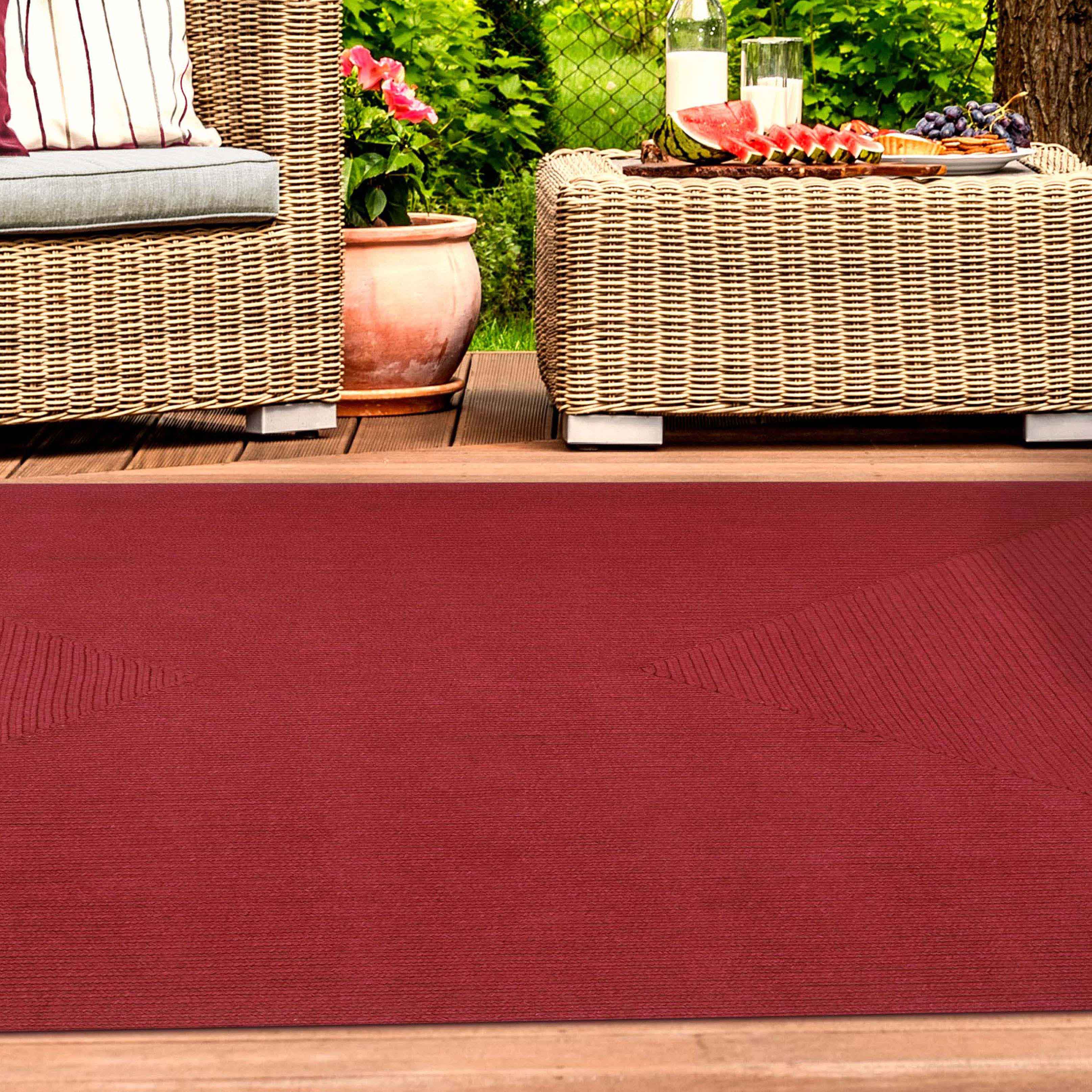 Bohemian Rectangle Braided Area Rug - Non-Slip Indoor Outdoor Rug for Living Room, Bedroom, Patio - Soft Woven Jute Natural Fiber Floor Mat for Home Decor