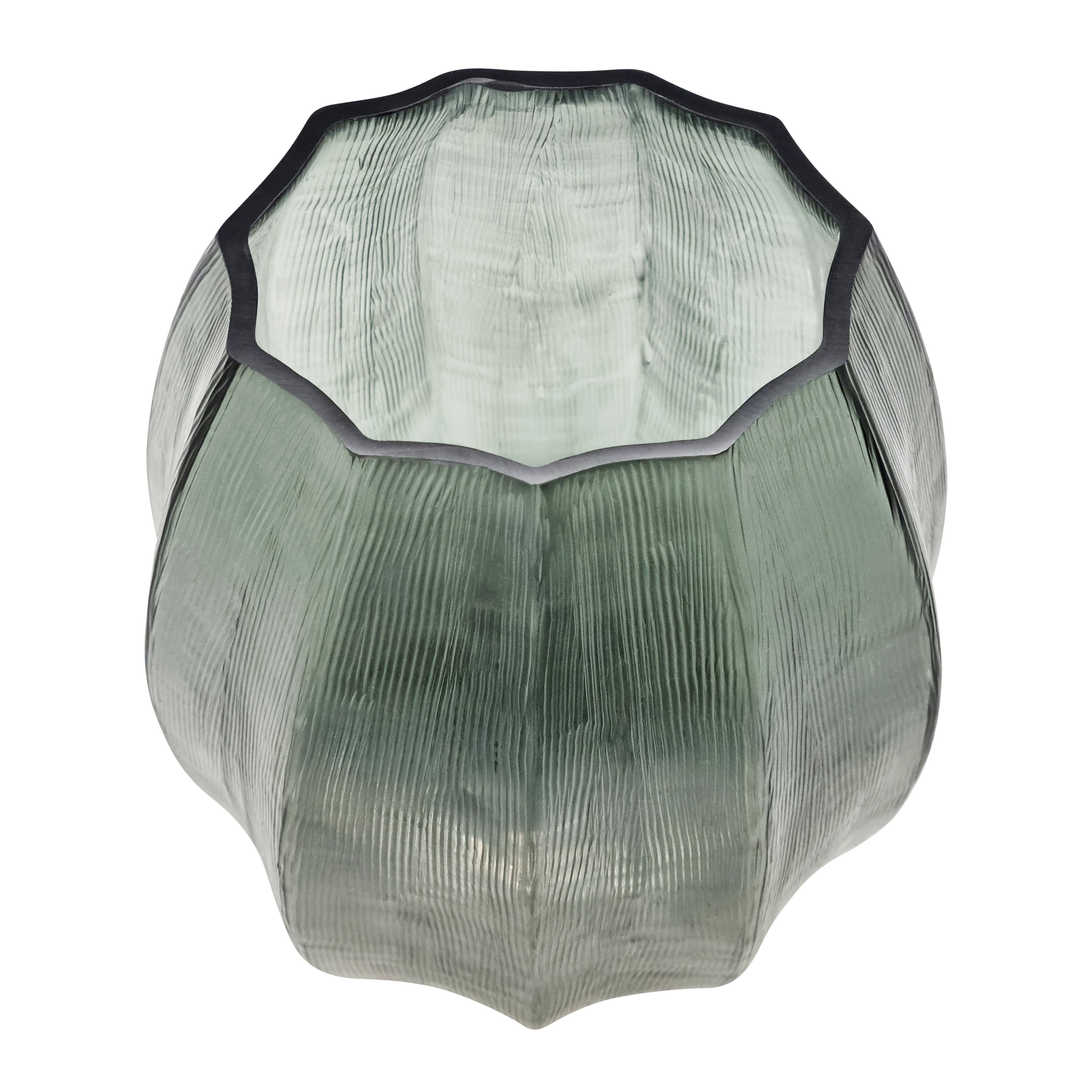 Diana Glass Vase Small 19x25.5cm - Handmade Seaweed Design Decorative Vase for Home, Office, Wedding Centerpiece, Floral Arrangement