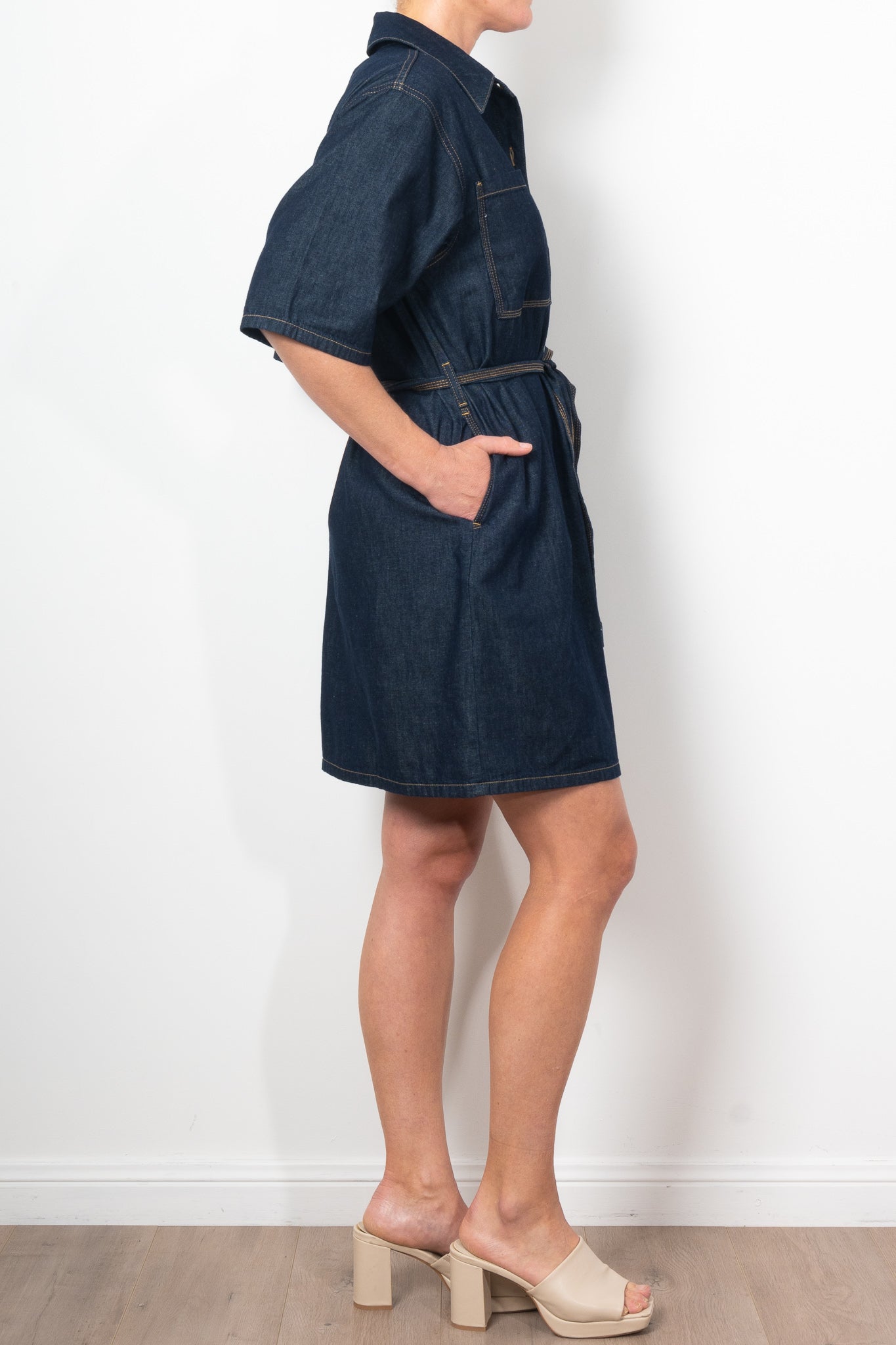 ELK Denim Pocket Dress for Women - Stylish Casual & Workwear - Perfect for Office, Date Night & Everyday Outfits