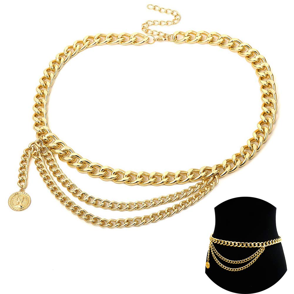 Adjustable Multilayer Alloy Waist Chain for Women - Gold Body Jewelry for Jeans & Dresses | Perfect for Parties, Weddings & Beach Outfits | Size S