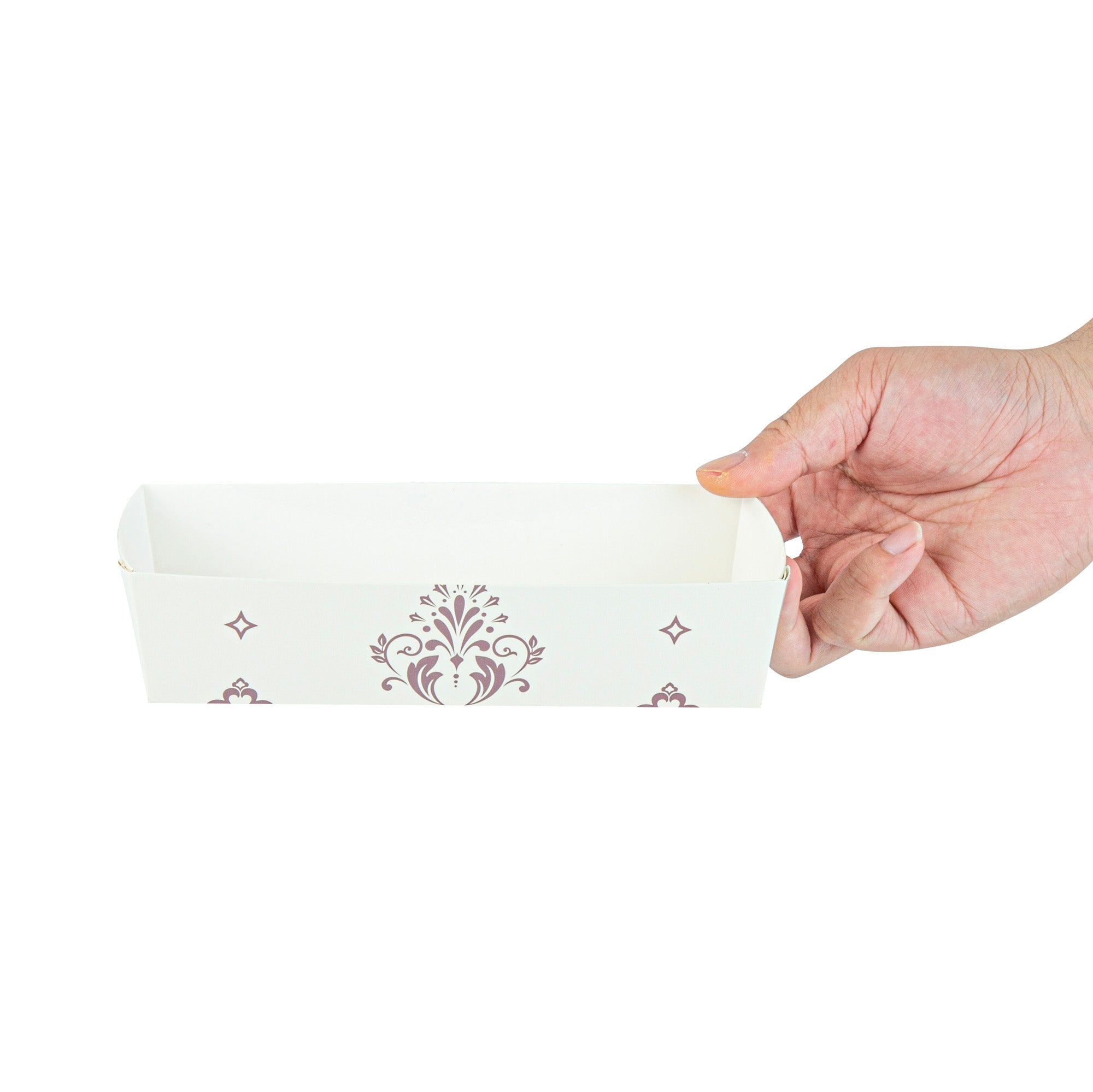 Bake Tek 14 oz Beige Vintage Floral Paper Baking Tray - Greaseproof & Disposable - 7.75
