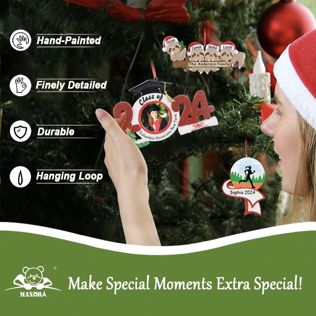 MAXORA Personalized Baby Santa Christmas Ornament - Custom Name Scroll Tree Decoration for Baby's First Christmas | Holiday Home Decor & Gift Idea