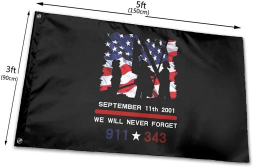 9/11 Memorial 343 Heroes Never Forget 3'x5' American Flag - Rough Tex® 100D Heavy Duty Polyester - Perfect for Outdoor Display, Patriotism & Tribute Events