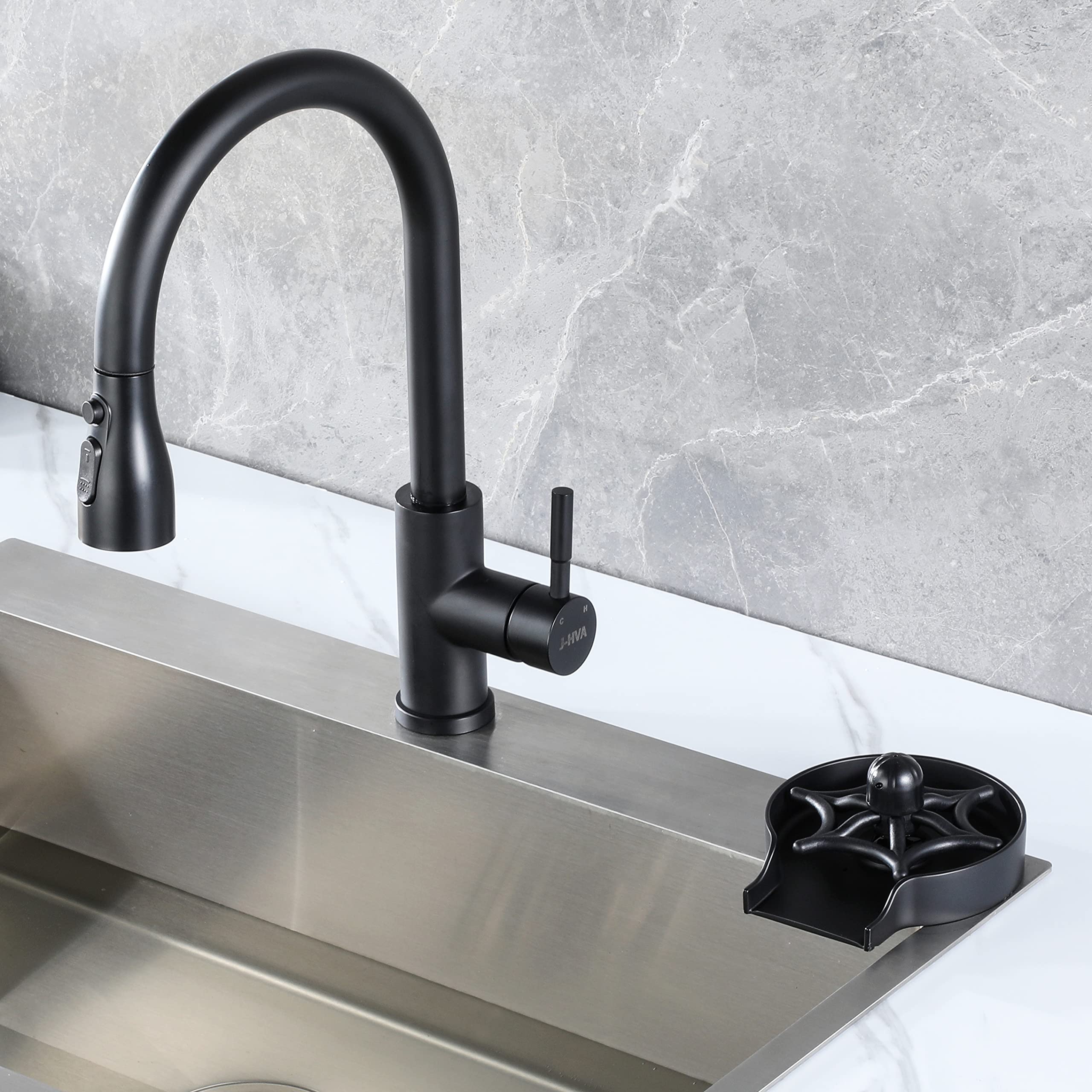 2025 Newest 360° Rotating Metal Glass Rinser for Kitchen Sink - Matte Black Faucet Cup Cleaner, Bottle Washer with Durable Stainless Steel Design - Perfect for Bar, Restaurant & Home Kitchen Cleaning