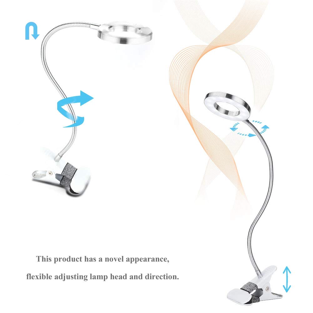 USB Powered LED Desk Lamp with Clip - Adjustable Flexible Gooseneck for Reading, Makeup, Study, and Night Light | Perfect for Home, Office, and Dorm Room